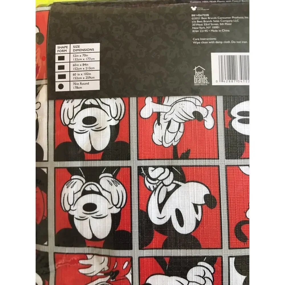 New❤️Mickey Mouse PEVA Flannelback Round Tablecloth